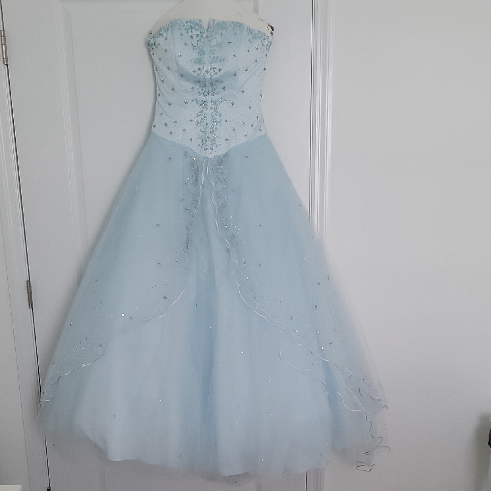Elegant Blue Strapless Gown